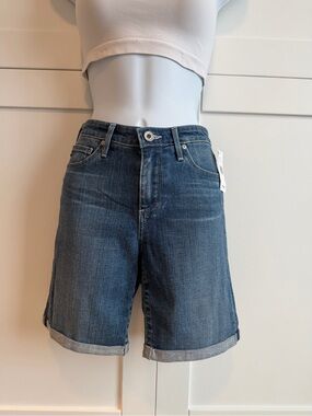 AG Adriano Goldschmied The Brooke Bermuda Shorts Cuffed Denim NWT Size 27